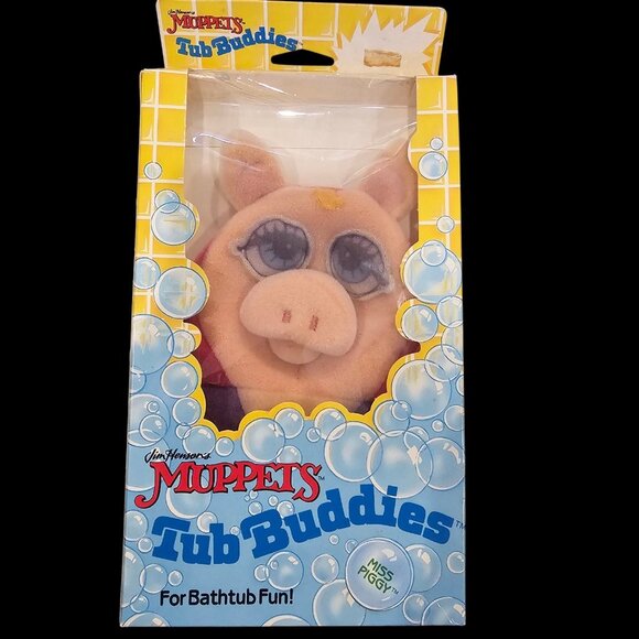 VTG 80s Muppet Babies Miss Piggy Tub Buddies BATH MITT PLUSH Washable USA Made - Picture 1 of 10